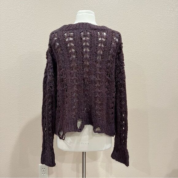 Altar’d State Distressed Open Knit Oversized Sweater Size Small - Picture 7 of 11